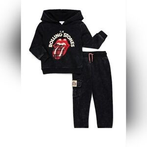Rolling Stones Black Hoodie and Joggers Set Toddler Sz. 2t.